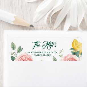 Mediterranean Blush Rose & Lemon Wedding Label