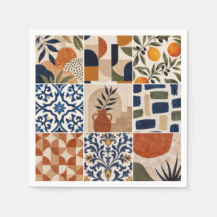 Mediterranean Boho Tile Pattern Napkins