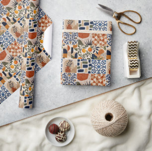 Mediterranean Boho Tile Pattern Wrapping Paper