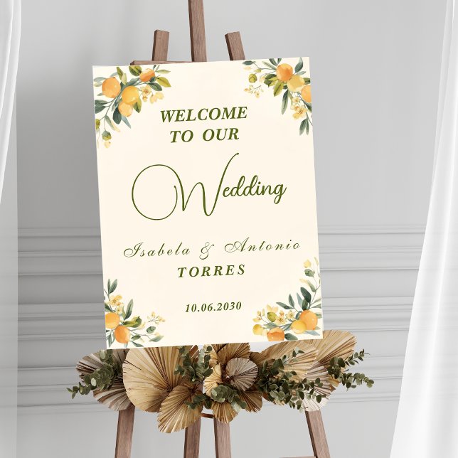 Mediterranean Botanical Lemon Olive Wedding Sign (Creator Uploaded)