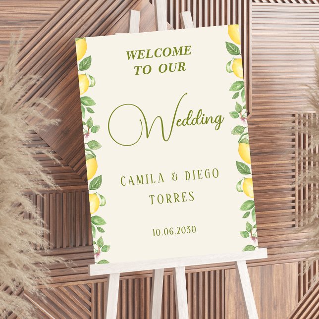 Mediterranean Botanical Lemon Olive Wedding Sign (Creator Uploaded)