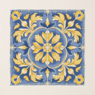Mediterranean Botanical Pattern Scarf