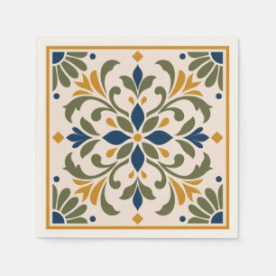 Mediterranean Botanical Tile Napkins