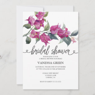 Mediterranean Bougainvillea Bridal Shower Invitation