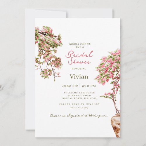 Mediterranean Bougainvillea Floral Bridal Shower Invitation