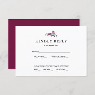 Mediterranean Bougainvillea Pink Burgundy RSVP Invitation
