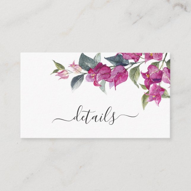 Mediterranean Bougainvillea Wedding Enclosure Card (Front)