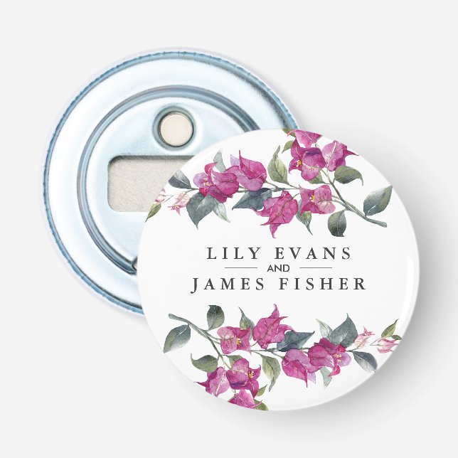 Mediterranean Bougainvillea Wedding Favor Stickers Bottle Opener (Front)