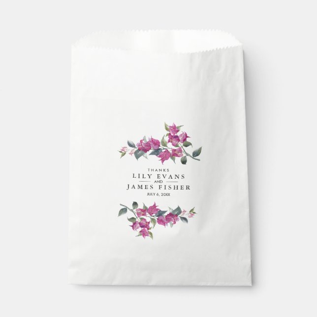 Mediterranean Bougainvillea Wedding Thank You Favor Bag (Front)