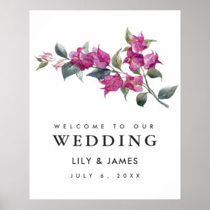Mediterranean Bougainvillea Wedding Welcome Sign
