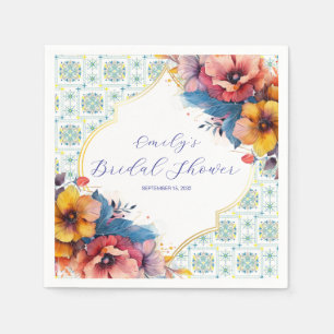 Mediterranean Bridal Shower Floral Elegant Napkins
