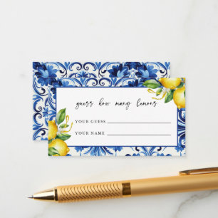 Mediterranean Bridal Shower Guess how many lemons Enclosure Card