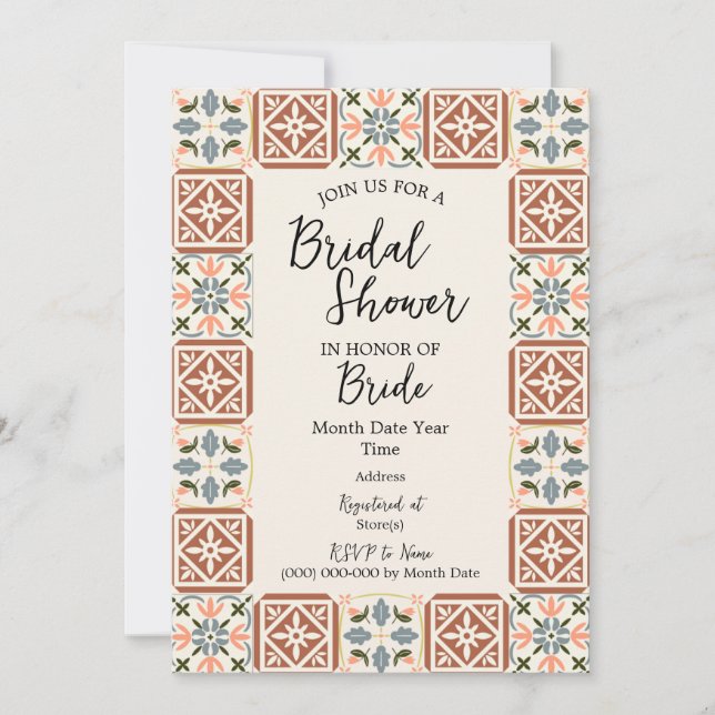 Mediterranean Bridal Shower Invitation (Front)