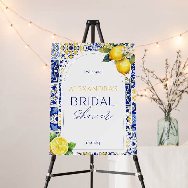 Mediterranean Bridal Shower Lemon Welcome Sign (In Situ (Stand))