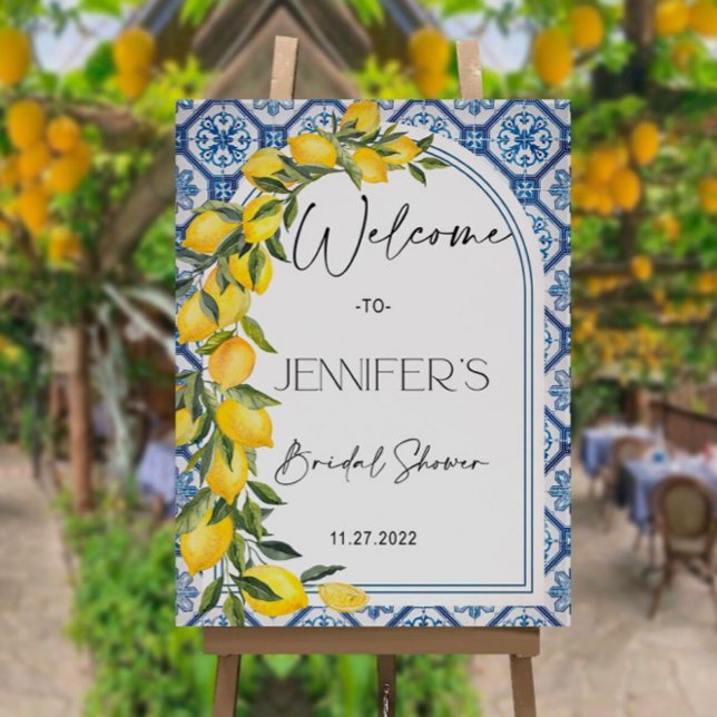 Mediterranean Bridal Shower Welcome Sign, Positano Foam Board (Creator Uploaded)