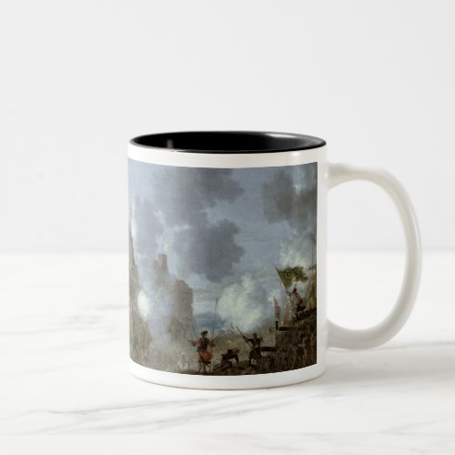 Mediterranean Castle under Siege from the Turks Two_Tone Coffee Mug