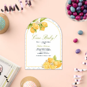 Mediterranean Ciao Baby Italian Lemon Baby Shower Acrylic Invitations