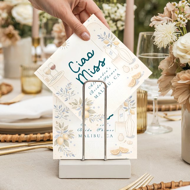 Mediterranean Ciao Miss Bridal Shower Napkins (Creator Uploaded)