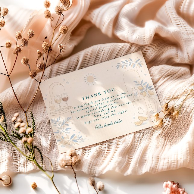 Mediterranean Ciao Miss Bridal Shower Thank You Card (Creator Uploaded)