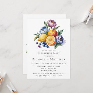 Mediterranean Citrus Bouquet Engagement Party Invitation