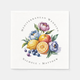 Mediterranean Citrus Bouquet Wedding Napkins
