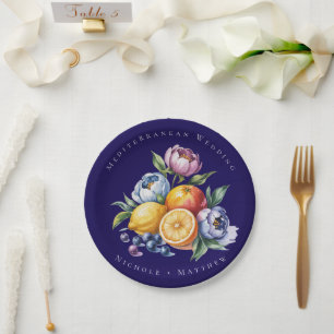 Mediterranean Citrus Bouquet Wedding Paper Plates