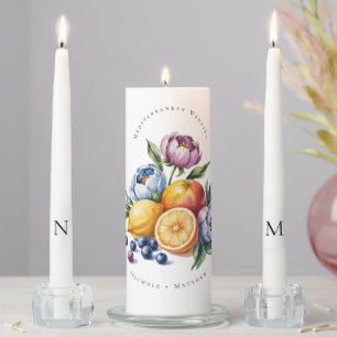 Mediterranean Citrus Bouquet Wedding Unity Candle Set