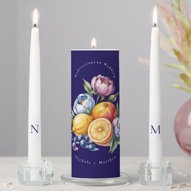 Mediterranean Citrus Bouquet Wedding  Unity Candle Set (In Situ)