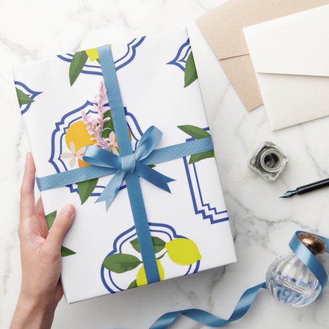 Mediterranean Citrus Fruit Patterned Wrapping Paper (Gifting)