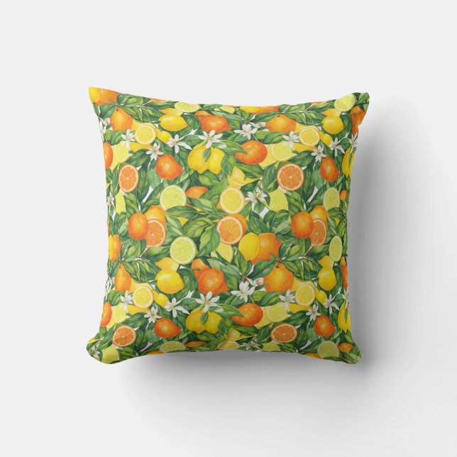 Mediterranean Citrus Grove Throw Pillow (Front)