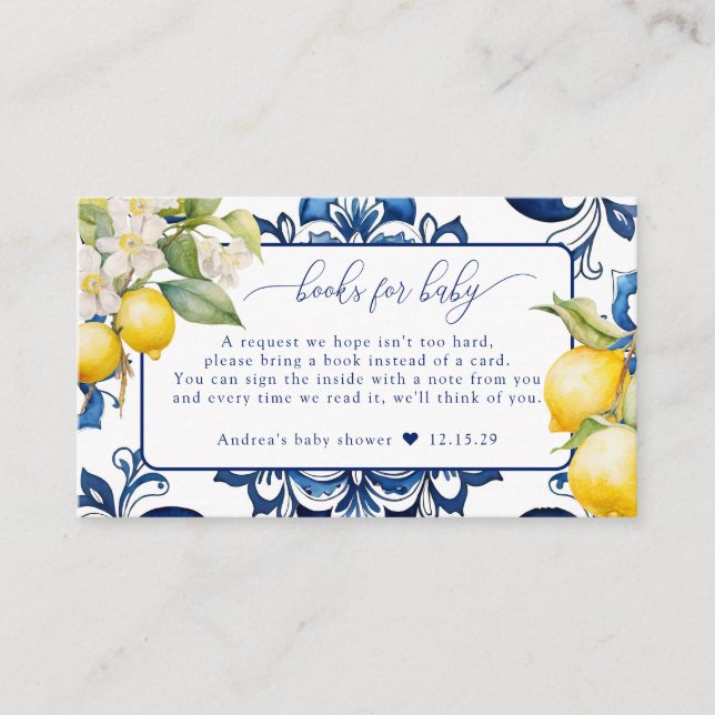 Mediterranean | Citrus Lemon | Books for Baby Enclosure Card (Front)