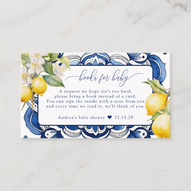 Mediterranean | Citrus Lemon | Books for Baby Enclosure Card (Front)