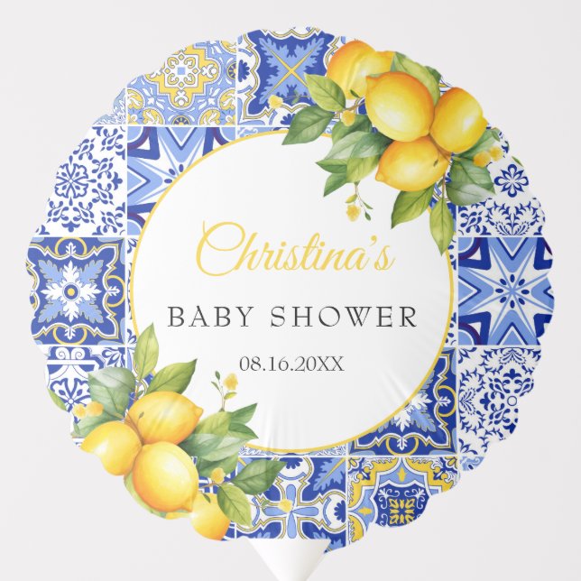 Mediterranean Citrus lemon Italian Baby Shower Balloon (Front)