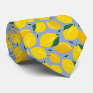 Mediterranean Citrus Lemon Pattern Neck Tie