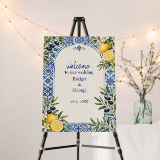 Mediterranean Citrus Olive Arch Watercolor Wedding Foam Board