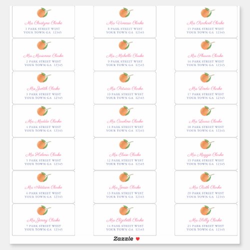 Mediterranean Citrus Pink Guest Envelope Address Sticker