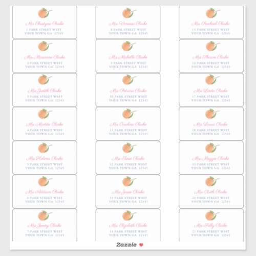 Mediterranean Citrus Pink Guest Envelope Address Sticker