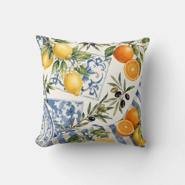 Mediterranean Citrus Throw Pillow (Front)