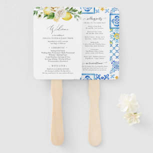 Mediterranean Citrus Wedding Ceremony Program Hand Fan
