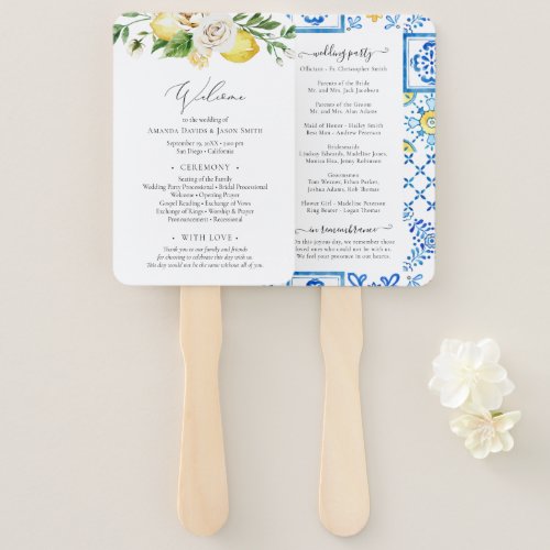 Mediterranean Citrus Wedding Ceremony Program Hand Fan - Mediterranean Citrus Wedding Ceremony Program Hand Fan. 
You can edit/personalize whole Template.
If you need any help or matching products, please contact me. I am happy to create the most beautiful personalized products for you!
