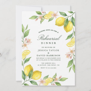 Mediterranean Citrus Wreath Rehearsal Dinner Invitation
