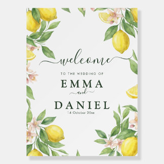 Mediterranean Citrus Wreath Wedding Welcome Sign