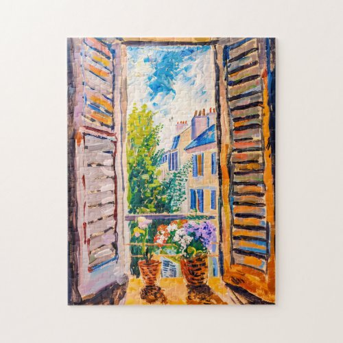 Mediterranean Cityscape Through Open Terrace Door Jigsaw Puzzle