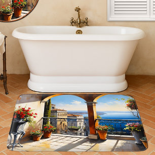 Mediterranean Coast Italian Balcony  Bath Mat