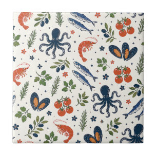 Mediterranean, Coastal Blue Wall Decor, European  Ceramic Tile
