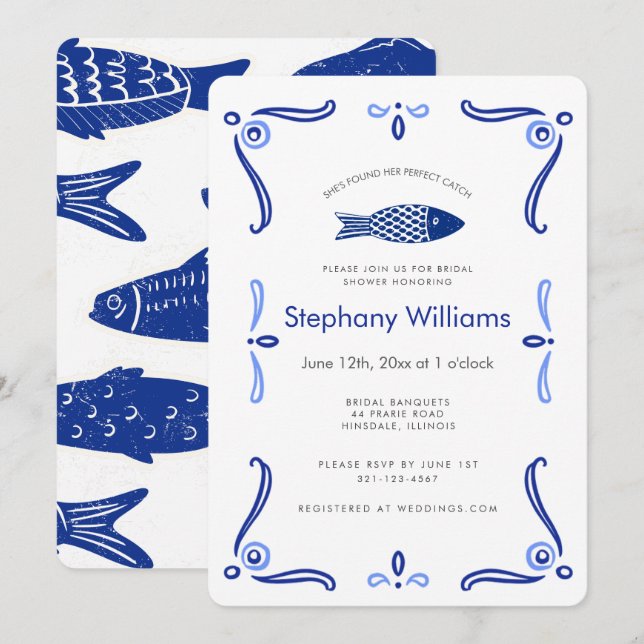 Mediterranean Coastal Bridal Shower Invitation  (Front/Back)