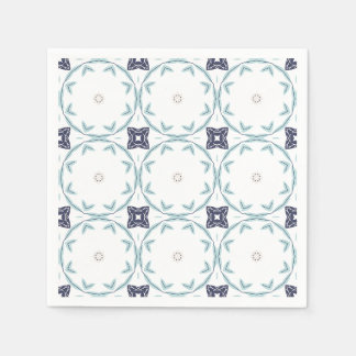 Mediterranean Coastal Geometric Tile Decoupage Napkins