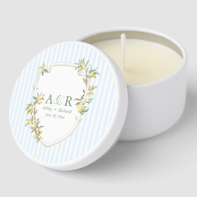 Mediterranean Coastal Lemon Wedding Mini Candle Favors (Corner)