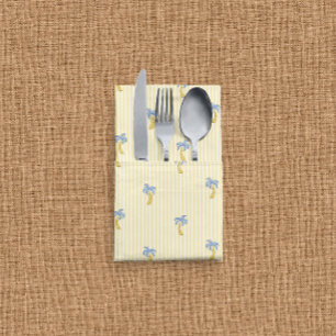 Mediterranean Coastal Palm Tree Stripes Limoncello Cloth Napkin