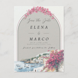 Mediterranean Coastal Save the Date |  Announcement Postcard